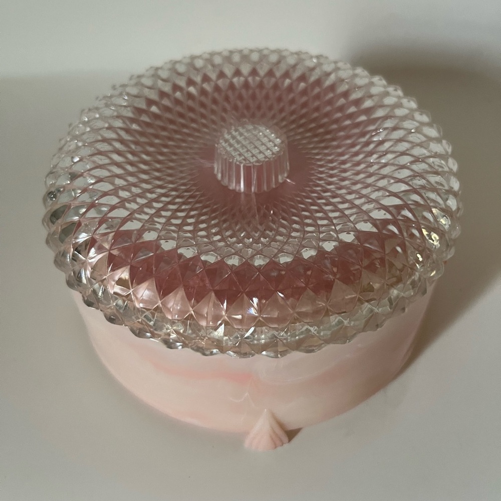 Retro Powder and Puff 1950s Vanity Pink Decorative Box Boudoir Burlesque Glam